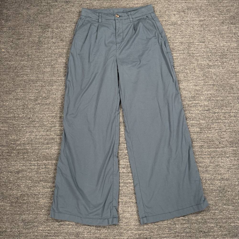 Pact Boulevard Organic Cotton Wide Leg Pleated Cinch Back Pants Women Medium